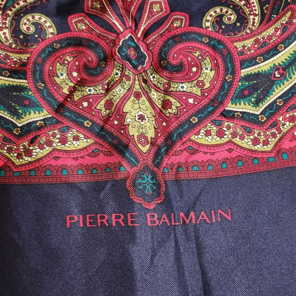 PIERRE BALMAIN #1 Silk long scarf Authentic